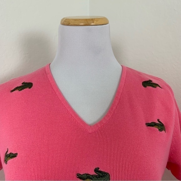 Alexandra Bartlett Alligator Pink Knit Top Womens L Crocodile Novelty Shirt - Picture 4 of 15